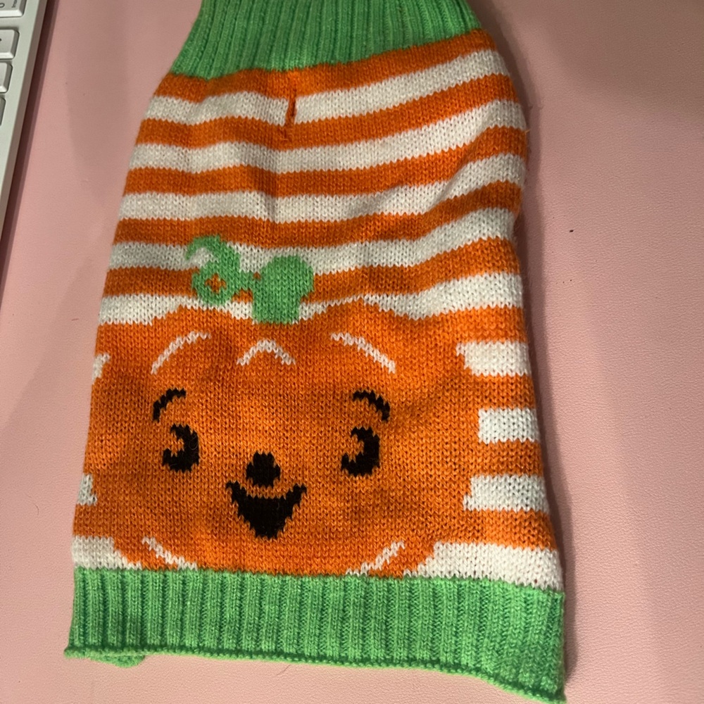 Halloween Orange Pumpkin Small Dog Sweater!
